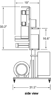 PPD-225 Pouch Dispenser Footprint Side